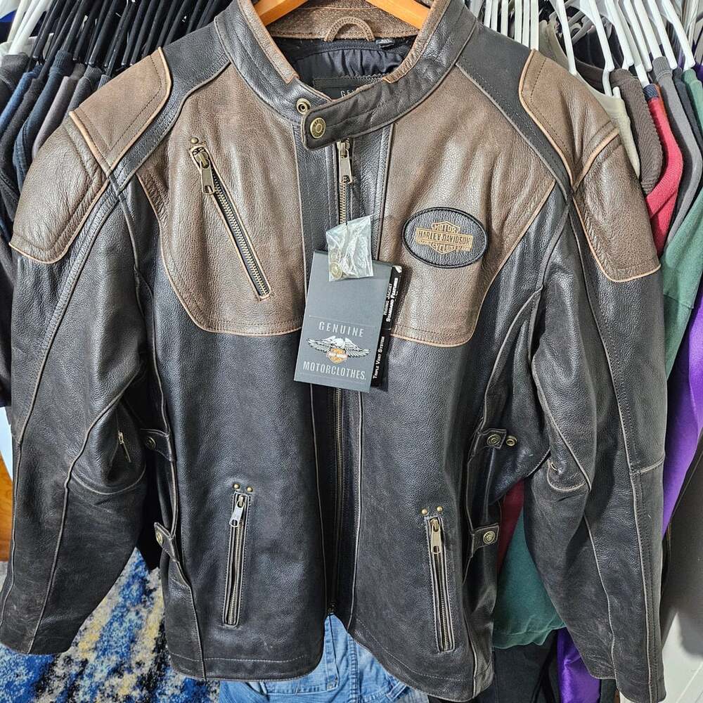 Harley-Davidson Trostel Leather Jacket Size 2XL Brown Black